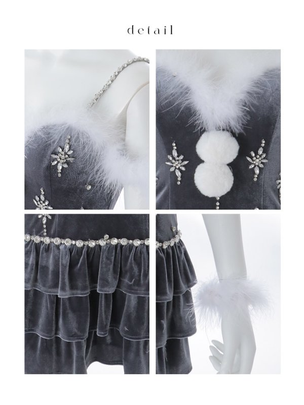 画像17: 【即日発送】【送料無料！】【サンタ】　スノーフレークビジューフレアサンタコスプレ【コスプレ4点セット】【XS-Lサイズ/3カラー】[OF01] (17)