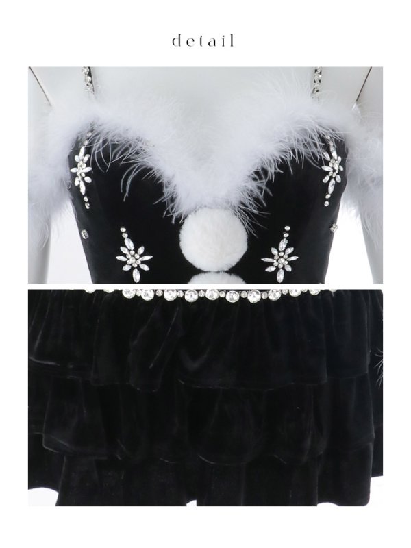 画像24: 【即日発送】【送料無料！】【サンタ】　スノーフレークビジューフレアサンタコスプレ【コスプレ4点セット】【XS-Lサイズ/3カラー】[OF01] (24)