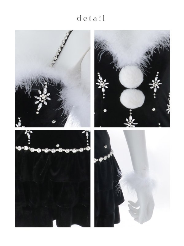 画像25: 【即日発送】【送料無料！】【サンタ】　スノーフレークビジューフレアサンタコスプレ【コスプレ4点セット】【XS-Lサイズ/3カラー】[OF01] (25)