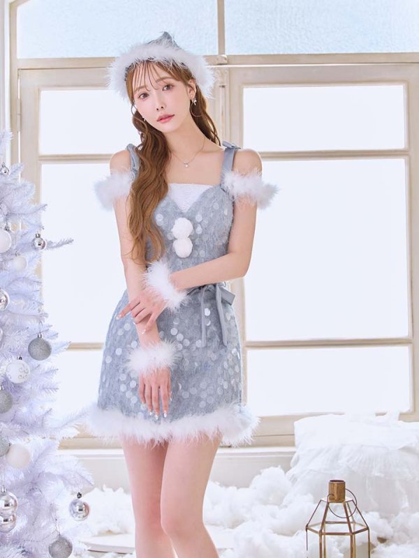 画像8: 【予約 / 12月上旬発送予定】【送料無料！】【サンタ】ラメニットリボンセットアップサンタコスプレ【コスプレ5点セット】【XS-Lサイズ/2カラー】[OF03] (8)