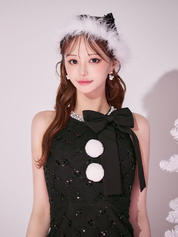 画像37: 【予約 / 11月中旬発送予定】【送料無料！】【サンタ】サイドリボンツイードビジューサンタコスプレ【コスプレ5点セット】【XS-Lサイズ/2カラー】[OF03] (37)