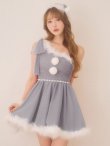 画像3: 【即日発送】【サンタ】ワンショルリボンドットチュールサンタコスプレ【コスプレ4点セット】【XS-Lサイズ/2カラー】[OF01] (3)