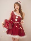 画像6: 【即日発送】【サンタ】ワンショルリボンドットチュールサンタコスプレ【コスプレ4点セット】【XS-Lサイズ/2カラー】[OF01] (6)