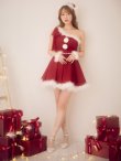 画像7: 【即日発送】【サンタ】ワンショルリボンドットチュールサンタコスプレ【コスプレ4点セット】【XS-Lサイズ/2カラー】[OF01] (7)