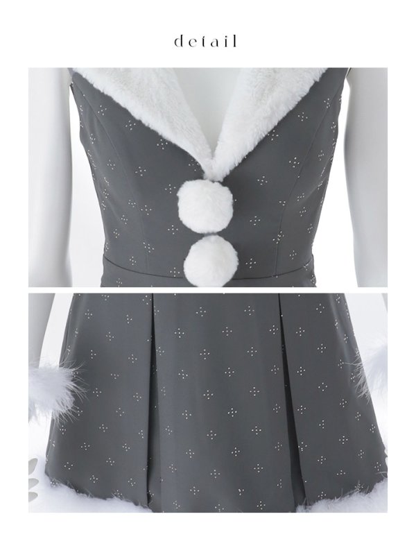 画像22: 【即日発送】【サンタ】ファー襟付きラメワンピサンタコスプレ【コスプレ4点セット】【S-Mサイズ/2カラー】[OF01] (22)