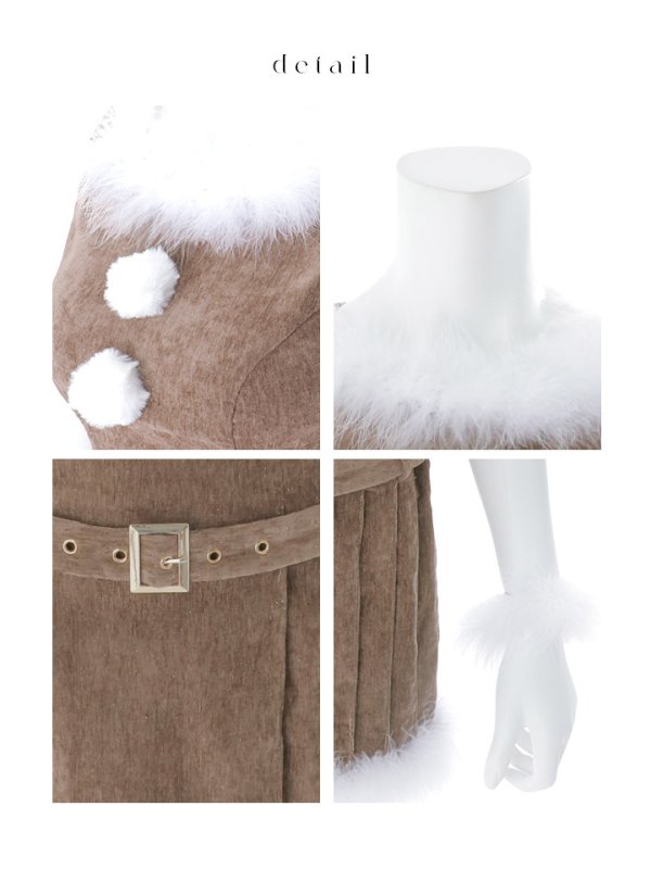 画像36: 【即日発送】【送料無料！】【サンタ】ベルト付きファーサンタコスプレ【コスプレ4点セット】[OF01/OF04] (36)