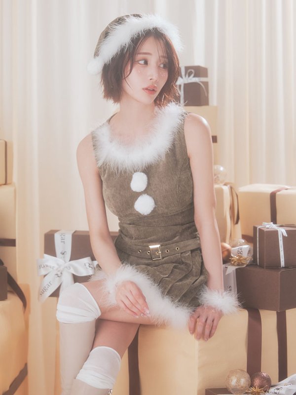 画像16: 【即日発送】【送料無料！】【サンタ】ベルト付きファーサンタコスプレ【コスプレ4点セット】【XS-XLサイズ/3カラー】[OF04/OF04] (16)