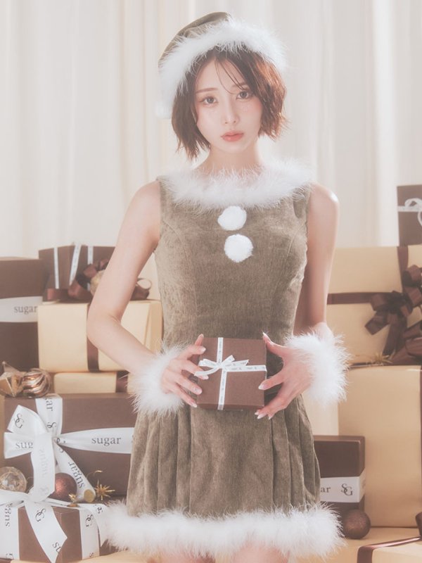 画像26: 【即日発送】【送料無料！】【サンタ】ベルト付きファーサンタコスプレ【コスプレ4点セット】【XS-XLサイズ/3カラー】[OF04/OF04] (26)