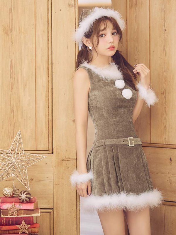 画像13: 【即日発送】【送料無料！】【サンタ】ベルト付きファーサンタコスプレ【コスプレ4点セット】【XS-XLサイズ/3カラー】[OF04/OF04] (13)