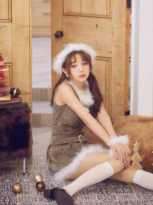 画像14: 【即日発送】【送料無料！】【サンタ】ベルト付きファーサンタコスプレ【コスプレ4点セット】【XS-XLサイズ/3カラー】[OF04/OF04] (14)