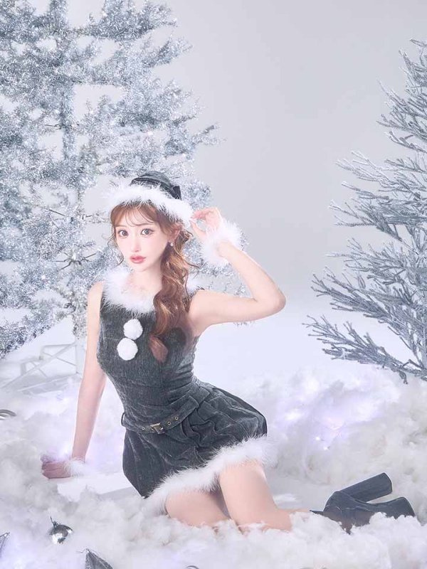 画像11: 【即日発送】【送料無料！】【サンタ】ベルト付きファーサンタコスプレ【コスプレ4点セット】[OF01/OF04] (11)