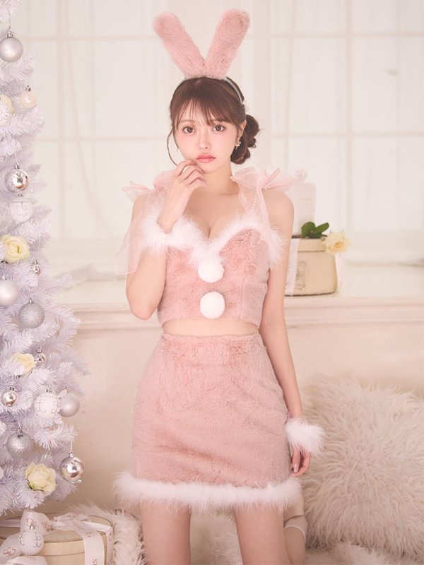 画像1: 【即日発送】【送料無料！】【サンタ】チュールリボンセットアップサンタコスプレ【コスプレ7点セット】【XS-Mサイズ/2カラー】 (1)