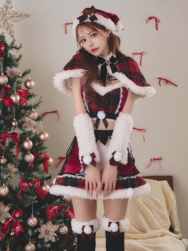 画像13: 【即日発送】【サンタ】ノエルドチェックケープサンタ【Malymoon/マリームーン】【コスプレ9点セット】【フリーサイズ/2カラー】[HC03] (13)