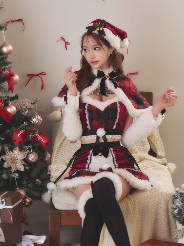 画像15: 【即日発送】【サンタ】ノエルドチェックケープサンタ【Malymoon/マリームーン】【コスプレ9点セット】【フリーサイズ/2カラー】[HC03] (15)