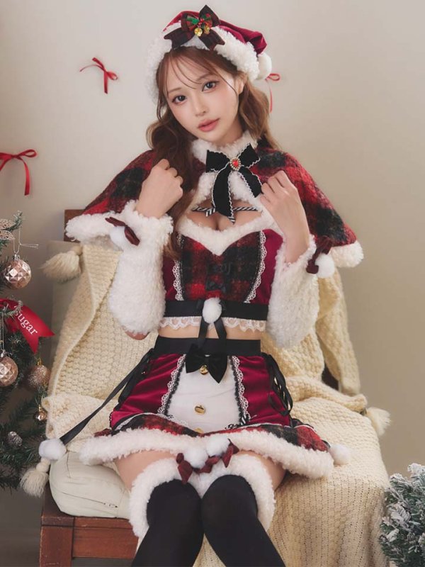 画像2: 【即日発送】【サンタ】ノエルドチェックケープサンタ【Malymoon/マリームーン】【コスプレ9点セット】【フリーサイズ/2カラー】[HC03] (2)