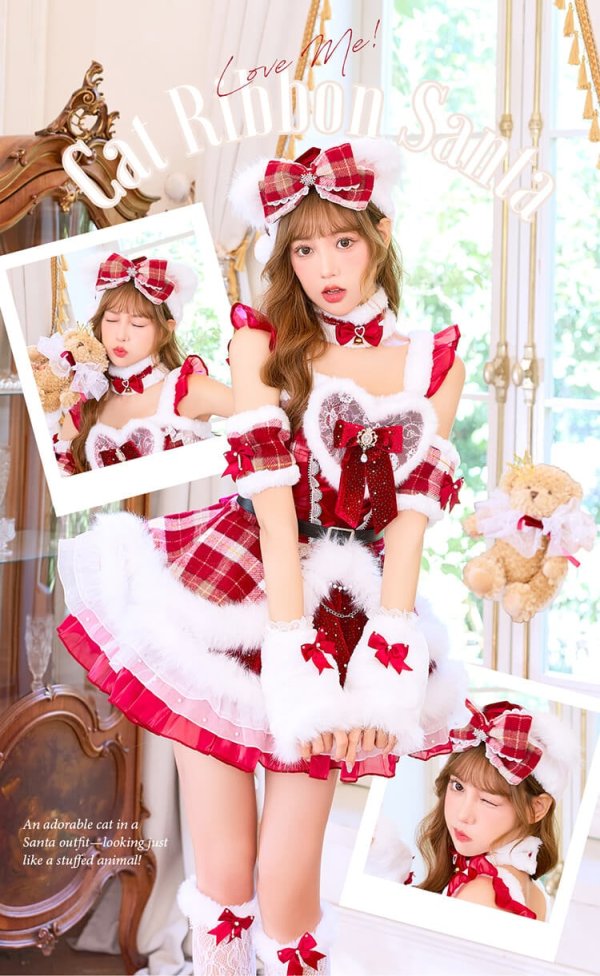 画像2: 【送料無料！】【サンタ】【Malymoon/マリームーン】ラブミーキャットリボンサンタ【13点SET】【SM-MLサイズ】【予約/12月上旬発送予定】[OF04] (2)