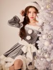 画像17: 【一部予約 / 11月中旬発送予定】【送料無料！】【サンタ】グリッターリボン2段フレアサンタコスプレ【コスプレ4点セット】【XS-XLサイズ/8カラー】[OF03] (17)