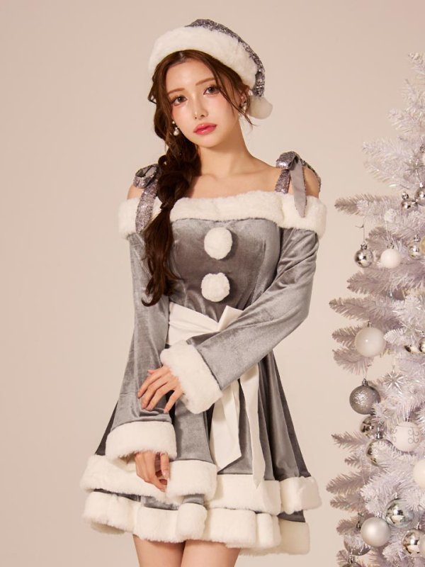 画像16: 【sugar nine サンタコス 4点セット】【XS-XLサイズ/8カラー】グリッターリボン2段フレアサンタコスプレ[OF01] (16)