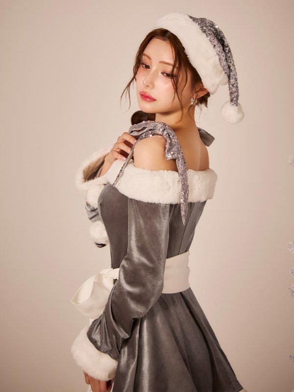画像18: 【sugar nine サンタコス 4点セット】【XS-XLサイズ/8カラー】グリッターリボン2段フレアサンタコスプレ[OF01] (18)