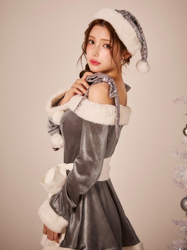 画像19: 【sugar nine サンタコス 4点セット】【XS-XLサイズ/8カラー】グリッターリボン2段フレアサンタコスプレ[OF01] (19)