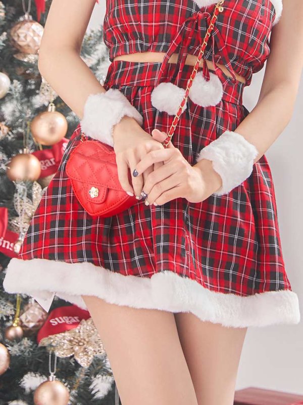 画像7: 【即日発送！】【サンタコス6点セット】【Fサイズ/1カラー】レッドチェックバニーサンタ[YMT] (7)