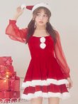 画像1: 【即日発送】【サンタコス 3点セット】【S-Lサイズ/1カラー】チュールシアーフレアサンタコスプレ[OF01] (1)