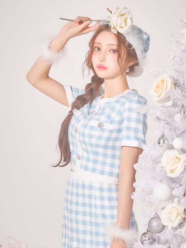 画像15: 【サンタSALE!!】【即日発送！】【サンタコス 4点セット】【S-Mサイズ/1カラー】ギンガムチェックタイトサンタコスプレ[OF01] (15)