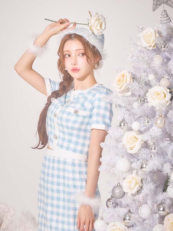 画像17: 【サンタSALE!!】【即日発送！】【サンタコス 4点セット】【S-Mサイズ/1カラー】ギンガムチェックタイトサンタコスプレ[OF01] (17)