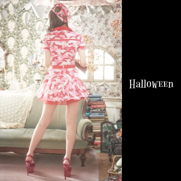 画像5: 【SALE!!】【即日発送】ピンクアーミーワンピース【ハロウィンコスプレ3点セット】【S-XLサイズ/1カラー】（STEE06 W）[HC02] (5)