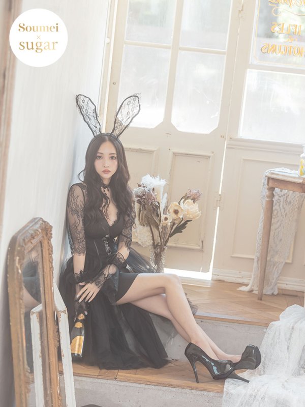 画像3: 【即日発送】ブラックバニーコスプレセット【sugar nineハロウィンコスプレ4点セット】 【S-XLサイズ/1カラー】[OF01] (3)