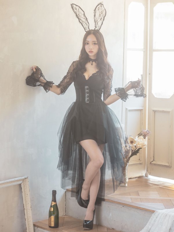 画像5: 【即日発送】ブラックバニーコスプレセット【sugar nineハロウィンコスプレ4点セット】 【S-XLサイズ/1カラー】[OF01] (5)