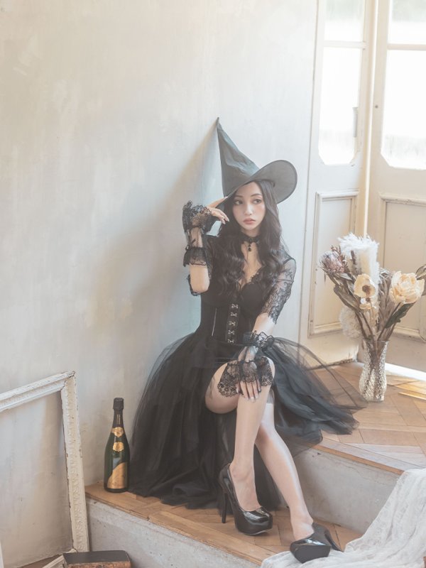 画像16: 【即日発送】ブラックバニーコスプレセット【sugar nineハロウィンコスプレ4点セット】 【S-XLサイズ/1カラー】[OF01] (16)