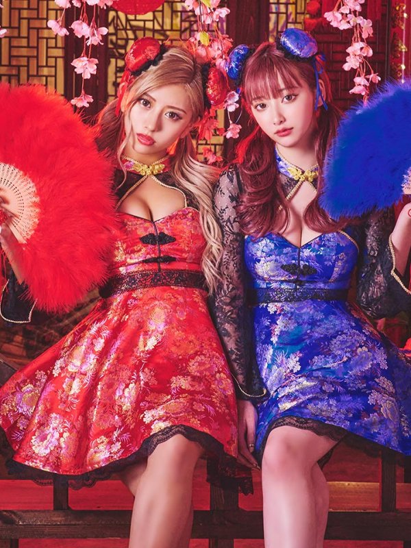 画像11: 【即日発送】フレアチャイナ服ドレスコスプレセット【sugar nineハロウィンコスプレ2点セット】【4サイズ/2カラー】(SE01YN)【OF01】 (11)