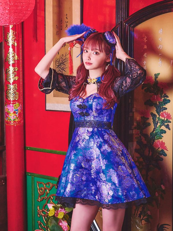 画像4: 【即日発送】フレアチャイナ服ドレスコスプレセット【sugar nineハロウィンコスプレ2点セット】【4サイズ/2カラー】(SE01YN)【OF01】 (4)