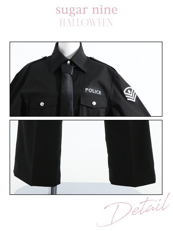 画像19: 【即日発送】【ハロウィン】 メンズブラックポリス【コスプレ5点セット】【M-XLサイズ/1カラー】[OF01-Bsv] (19)