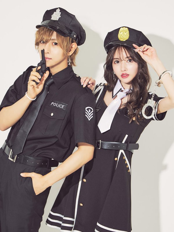 画像6: 【即日発送】メンズブラックポリス【sugar nineハロウィンコスプレ5点セット】【2サイズ/1カラー】[HC02-Bsv] (6)