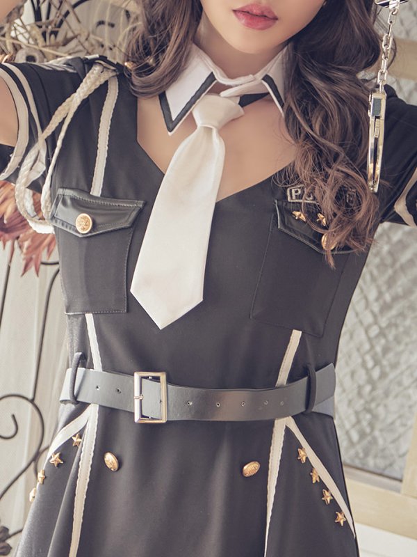 画像11: 【即日発送】即日発送!ブラックポリスコスプレセット【sugar nineハロウィンコスプレ5点セット】【2サイズ/1カラー】[HC02-Bsv/-Bg] (11)