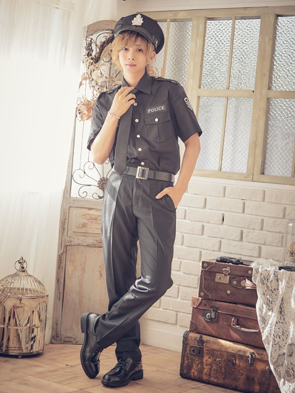 画像7: 【即日発送】メンズブラックポリス【sugar nineハロウィンコスプレ5点セット】【2サイズ/1カラー】[HC02-Bsv] (7)