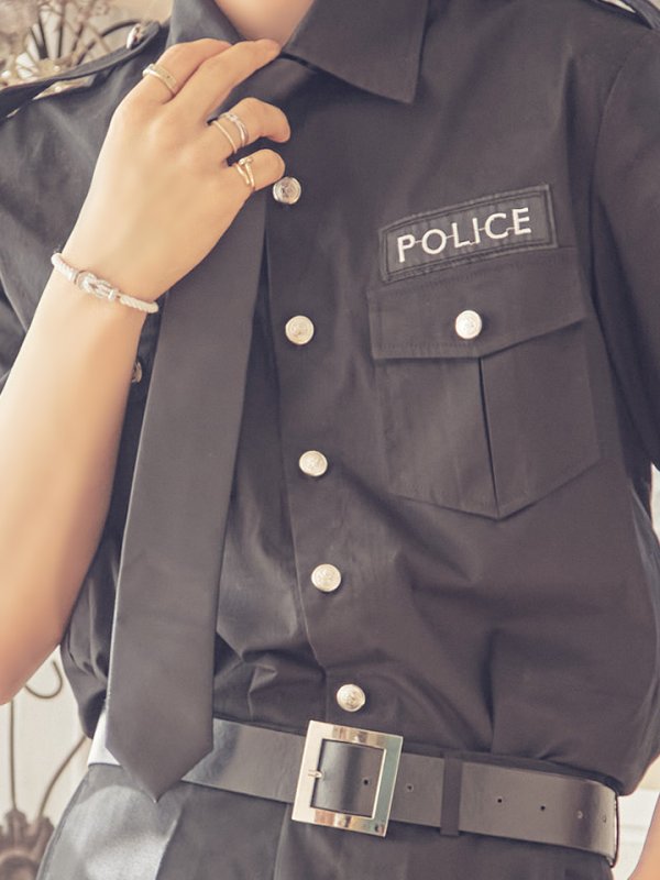 画像8: 【即日発送】メンズブラックポリス【sugar nineハロウィンコスプレ5点セット】【2サイズ/1カラー】[HC02-Bsv] (8)