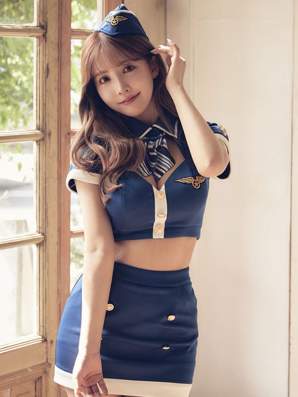 画像5: 【ハロウィン】セクシーCAコスプレ/2ピース/セットアップ【コスプレ4点セット】【XS-Mサイズ/1カラー】[HC03] (5)