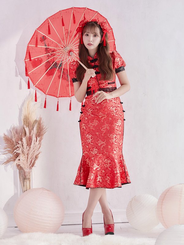 画像4: 【SALE!!】【即日発送】マーメイドスカートチャイナドレスコスプレ【sugar nineハロウィン2点セット】【S-Lサイズ/1カラー】 (SE01YN)[OF01] (4)