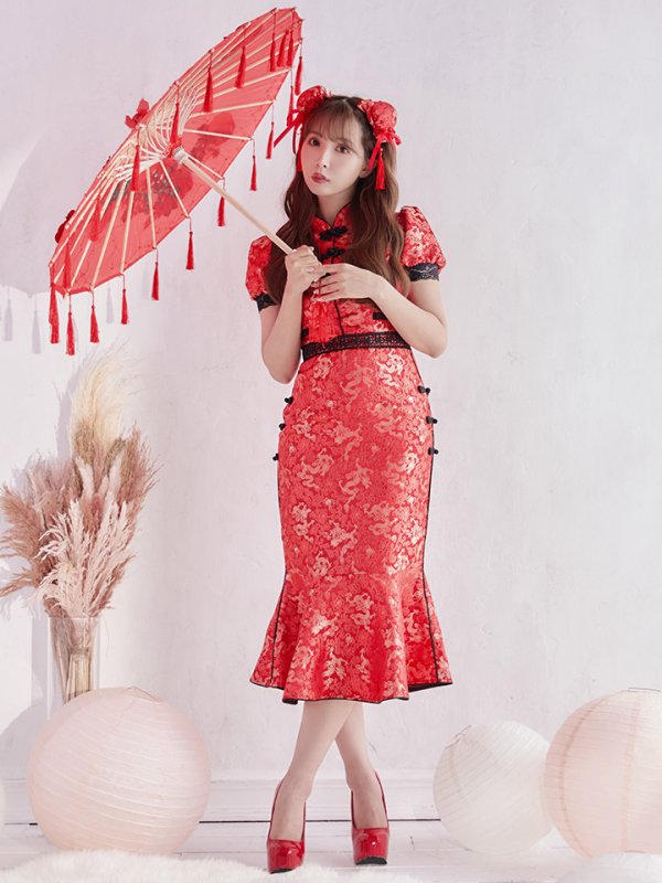 画像8: 【SALE!!】【即日発送】マーメイドスカートチャイナドレスコスプレ【sugar nineハロウィン2点セット】【S-Lサイズ/1カラー】 (SE01YN)[OF01] (8)