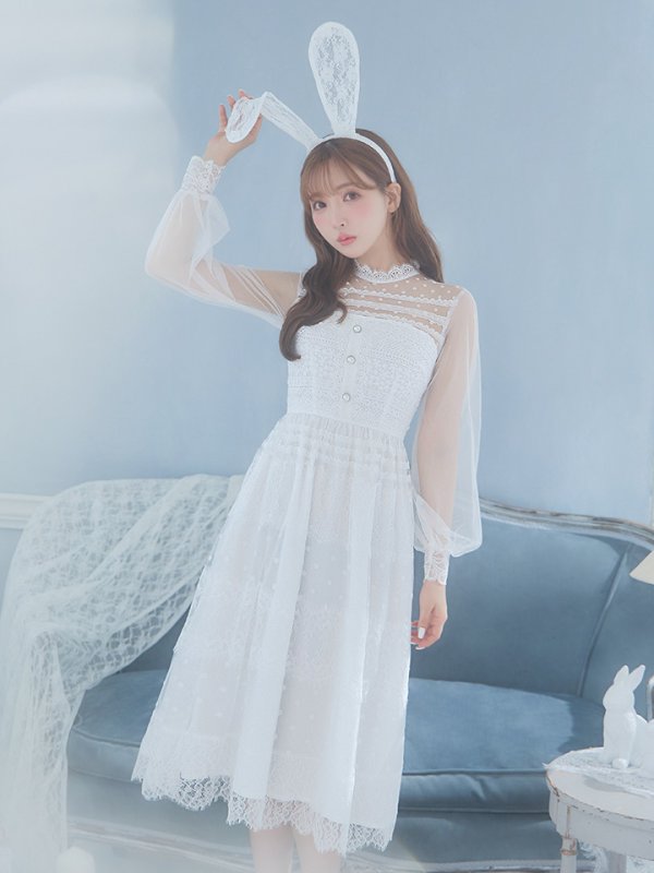 画像4: 【SALE!!】【即日発送】バニーワンピースコスプレ/レースワンピース【sugar nineハロウィン3点セット】【S-Lサイズ/1カラー】[HC03] (4)