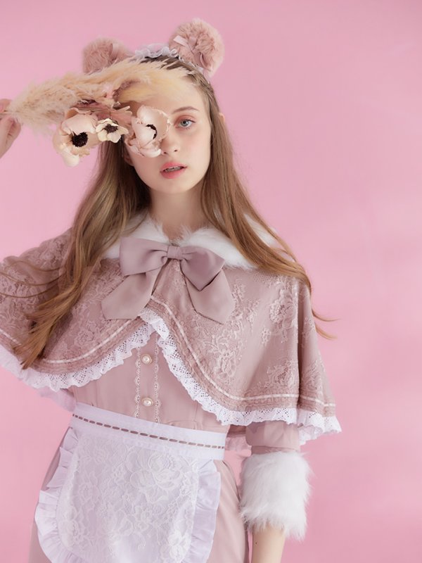 画像24: 【SALE!!】【即日発送】ファーポンチョ付きベアメイドコスプレ/ワンピースコスプレ【sugar nineハロウィン4点セット】【S-Lサイズ/1カラー】[OF01] (24)