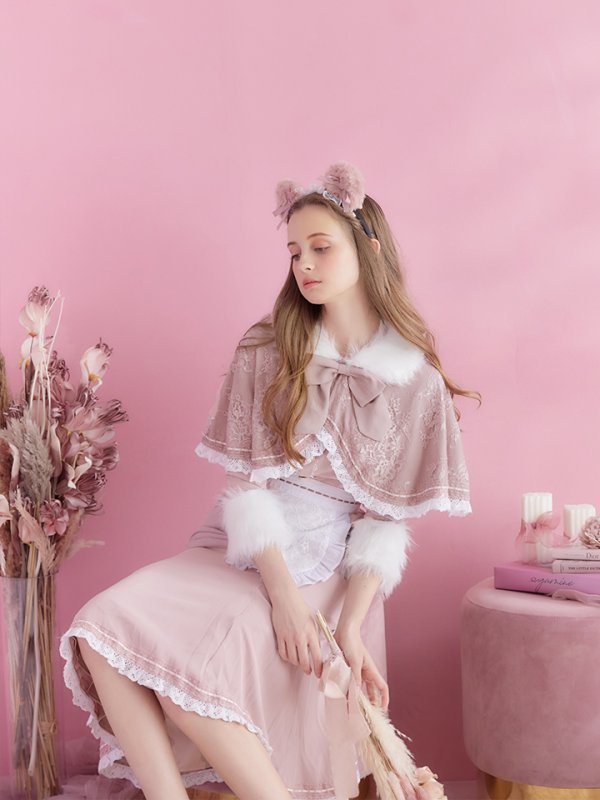 画像4: 【SALE!!】【即日発送】ファーポンチョ付きベアメイドコスプレ/ワンピースコスプレ【sugar nineハロウィン4点セット】【S-Lサイズ/1カラー】[OF01] (4)