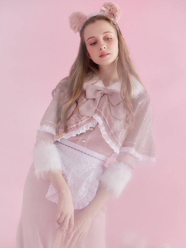 画像10: 【SALE!!】【即日発送】ファーポンチョ付きベアメイドコスプレ/ワンピースコスプレ【sugar nineハロウィン4点セット】【S-Lサイズ/1カラー】[OF01] (10)