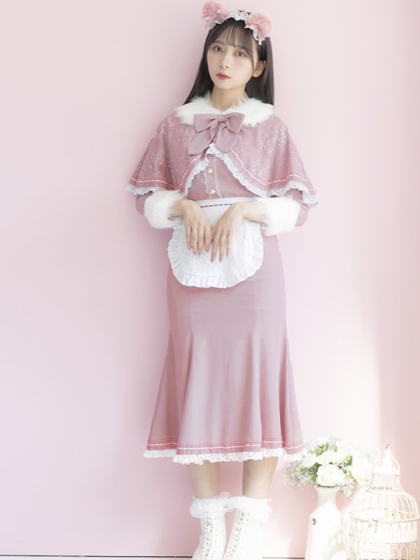 画像4: 【SALE!!】【即日発送】ファーポンチョ付きベアメイドコスプレ/ワンピースコスプレ【sugar nineハロウィン4点セット】【S-Lサイズ/1カラー】[OF01] (4)