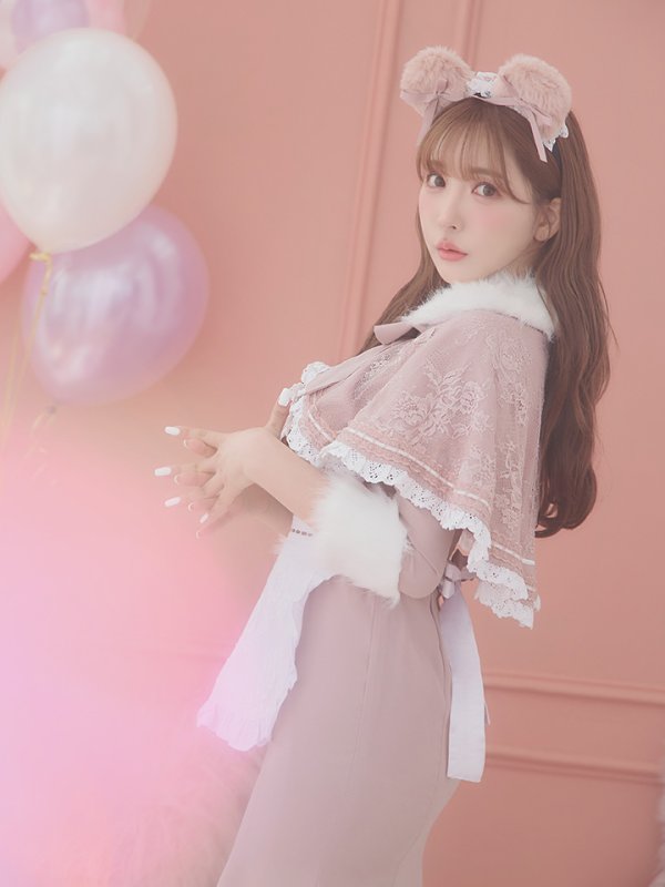 画像3: 【SALE!!】【即日発送】ファーポンチョ付きベアメイドコスプレ/ワンピースコスプレ【sugar nineハロウィン4点セット】【S-Lサイズ/1カラー】[OF01] (3)