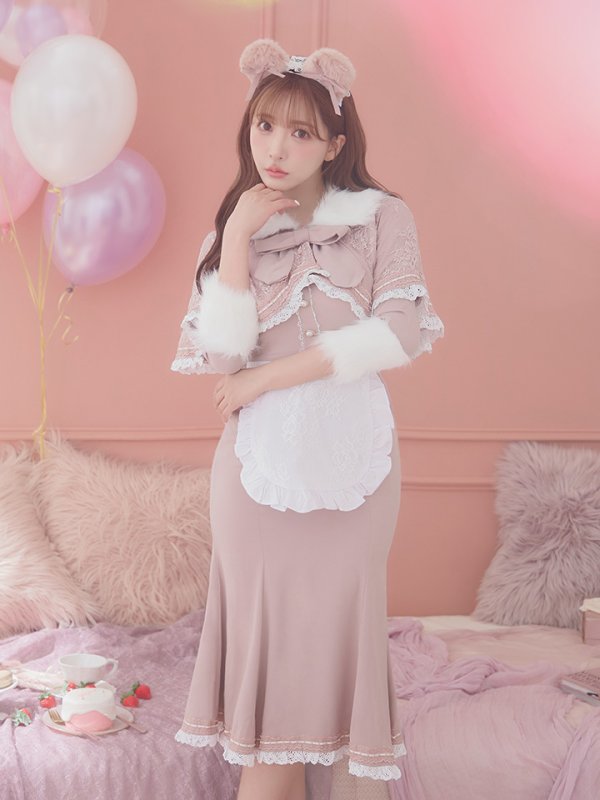 画像4: 【SALE!!】【即日発送】ファーポンチョ付きベアメイドコスプレ/ワンピースコスプレ【sugar nineハロウィン4点セット】【S-Lサイズ/1カラー】[OF01] (4)