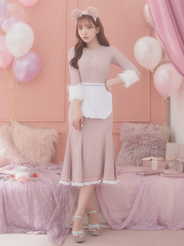 画像6: 【SALE!!】【即日発送】ファーポンチョ付きベアメイドコスプレ/ワンピースコスプレ【sugar nineハロウィン4点セット】【S-Lサイズ/1カラー】[OF01] (6)